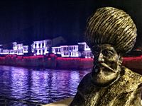 Bronze Sultan in Amasyas evening lights